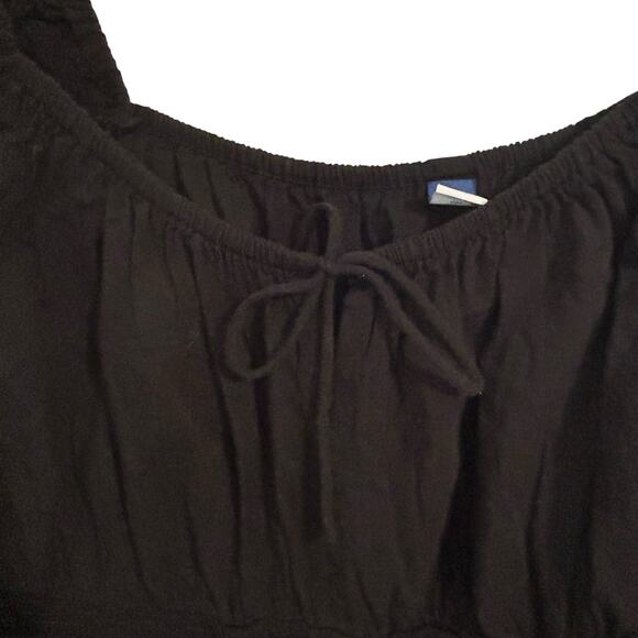 Old Navy Black Dress Top 2X Black Sleeveless Ruched Cinched Waist Blouson Casual - Picture 5 of 8
